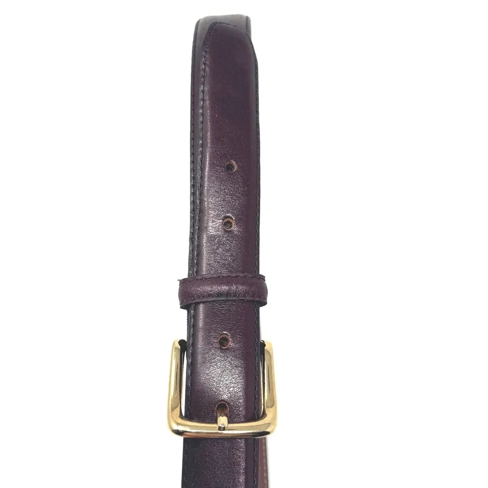 Genuine Leather Belt Brown Gold Buckle Made in USA Size 34 9197 Mens Dress